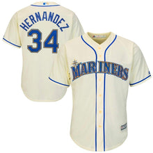 Load image into Gallery viewer, Felix Hernandez Seattle Mariners Majestic Cool Base Player Jersey - Cream