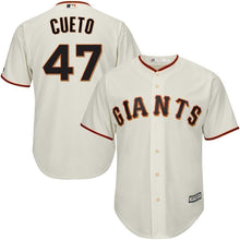 Load image into Gallery viewer, Johnny Cueto San Francisco Giants Majestic Cool Base Player Jersey - Cream