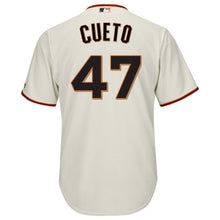 Load image into Gallery viewer, Johnny Cueto San Francisco Giants Majestic Cool Base Player Jersey - Cream