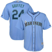 Load image into Gallery viewer, Ken Griffey Jr. Seattle Mariners Majestic Official Cool Base Player Jersey - Light Blue